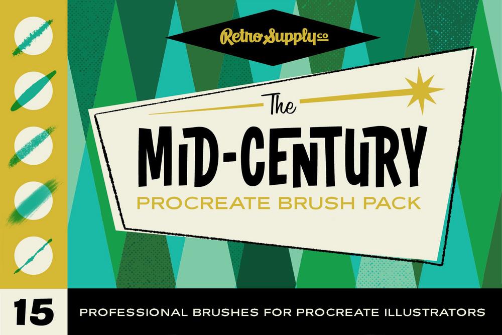 vuosisadan puolivälin Procreate Brush pack