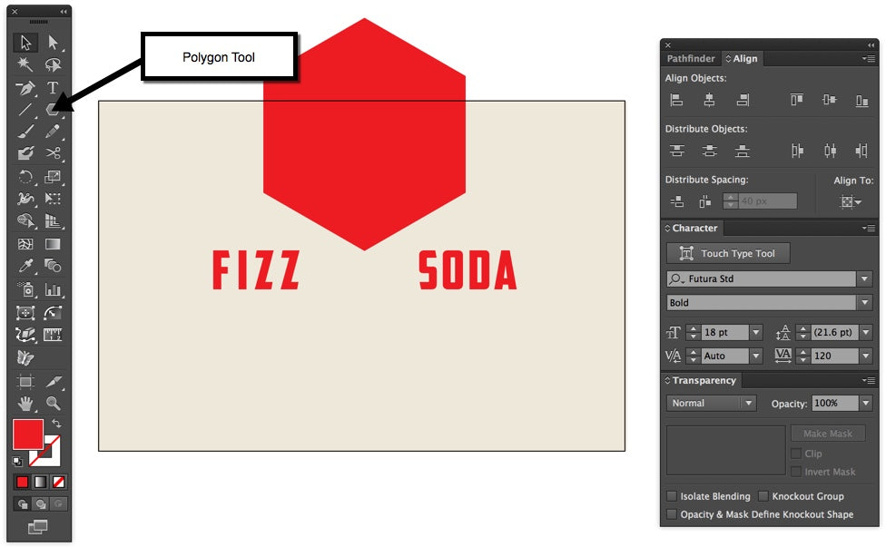 Add hexagon using the Polygon Tool in Illustrator