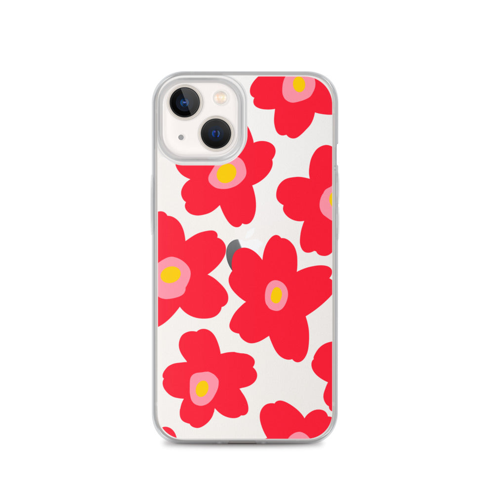 Pop Of Spring Red Flowers Transparent Iphone Case Naked Eye Studio