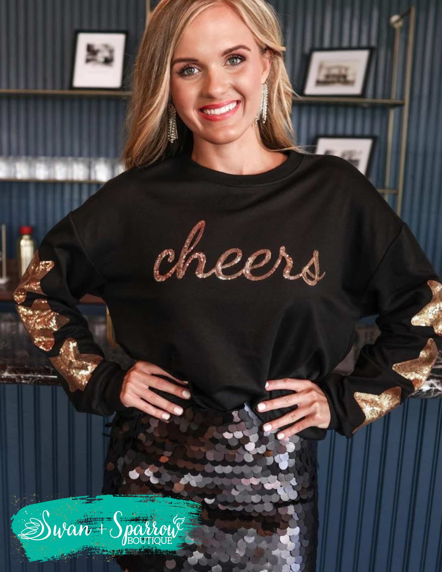 Cheers Sequin Sweatshirt