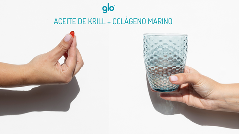 perla de aceite de krill del antártico rico en Omega 3 y colágeno marino para ayudar a mejorar la piel y la salud en la menopausia