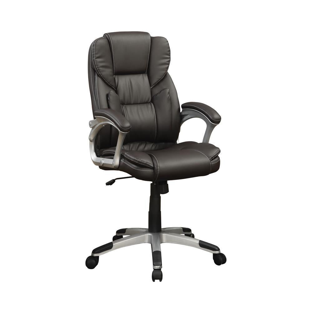 Dark Brown and Silver Kaffir Office Chair with Adjustable Height