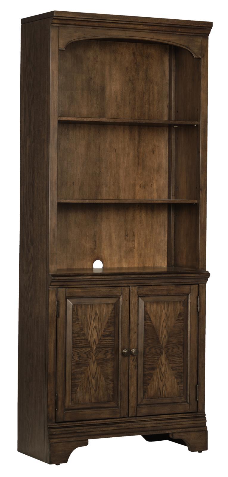 Burnished Oak Hartshill Bookcase with a Cabinet