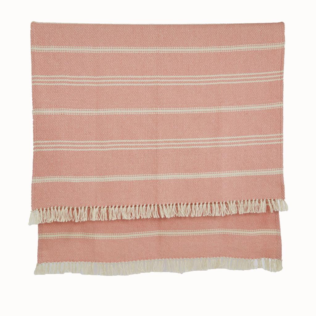 Oxford Stripe Coral Blanket | Coral Striped Throw Blanket – Weaver ...