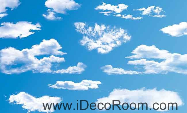 Sunny Day Blue Sky White Clouds Wallpaper Wall Decals Wall Art Print Business Kids Wall Paper Nursery Mural Home Decor Removable Wall Stickers Ceiling