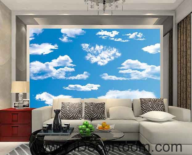 Sunny Day Blue Sky White Clouds Wallpaper Wall Decals Wall Art
