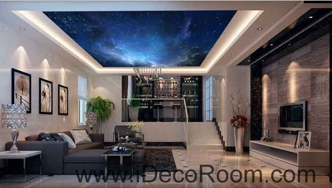 Galaxy Night Sky Twikle Star Wallpaper Wall Decals Wall Art Print Business Kids Wall Paper Nursery Mural Home Decor Removable Wall Stickers Ceiling