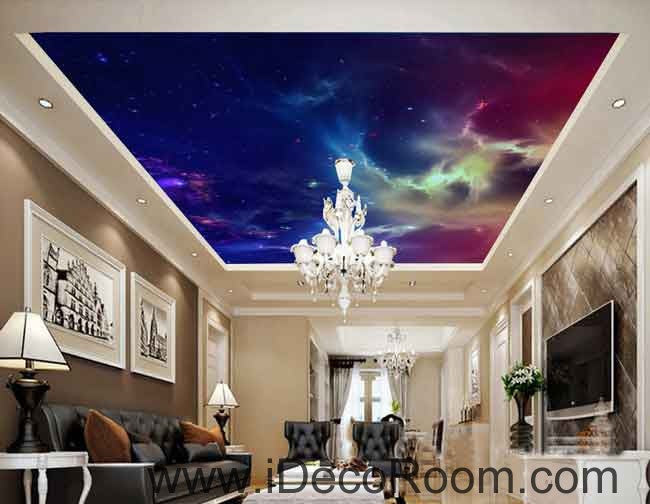 Galaxy Night Sky Star Light Wallpaper Wall Decals Wall Art Print Business Kids Wall Paper Nursery Mural Home Decor Removable Wall Stickers Ceiling