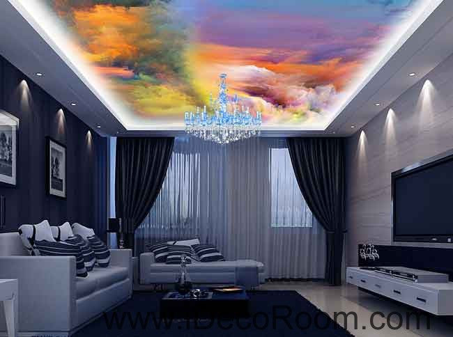 Colorful Clouds Moving Wallpaper Wall Decals Wall Art Print Business Kids Wall Paper Nursery Mural Home Decor Removable Wall Stickers Ceiling Decal