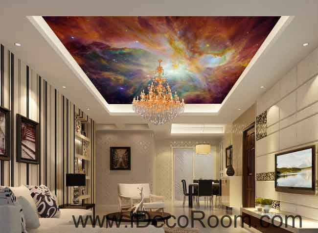 Colorful Clouds Star Sky Wallpaper Wall Decals Wall Art Print Business Kids Wall Paper Nursery Mural Home Decor Removable Wall Stickers Ceiling Decal