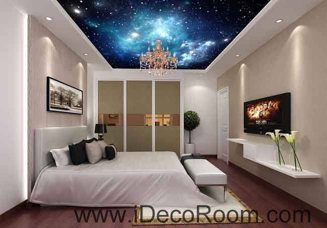 Starry Sky Galaxy Space Wallpaper Wall Decals Wall Art Print Business Kids Wall Paper Nursery Mural Home Decor Removable Wall Stickers Ceiling Decal