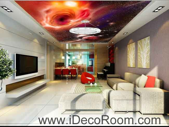 Planets Outerspace Galaxy Wallpaper Wall Decals Wall Art Print Business Kids Wall Paper Nursery Mural Home Decor Removable Wall Stickers Ceiling Decal