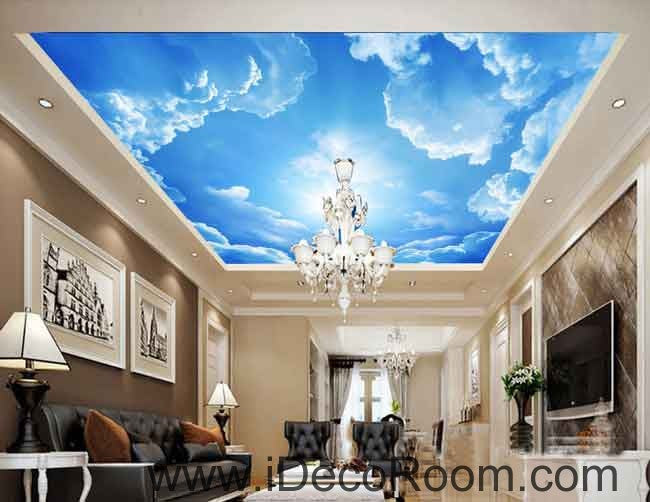 Sunny Day Clouds Clear Sky Wallpaper Wall Decals Wall Art Print