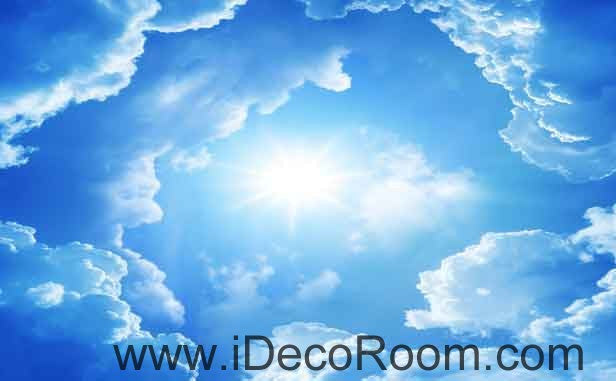 Sunny Day Clouds Clear Sky Wallpaper Wall Decals Wall Art Print Business Kids Wall Paper Nursery Mural Home Decor Removable Wall Stickers Ceiling