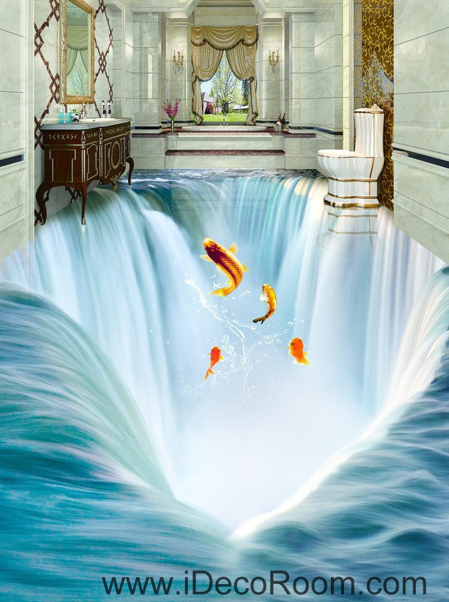 Waterfall Fish Jumping 00034 Floor Decals  3D  Wallpaper  