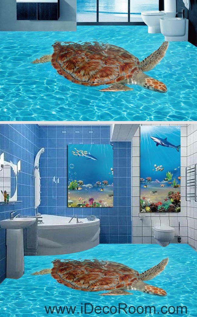 Giant Turtle in the Sea Ocean 00065 Floor Decals 3D Wallpaper Wall Mur