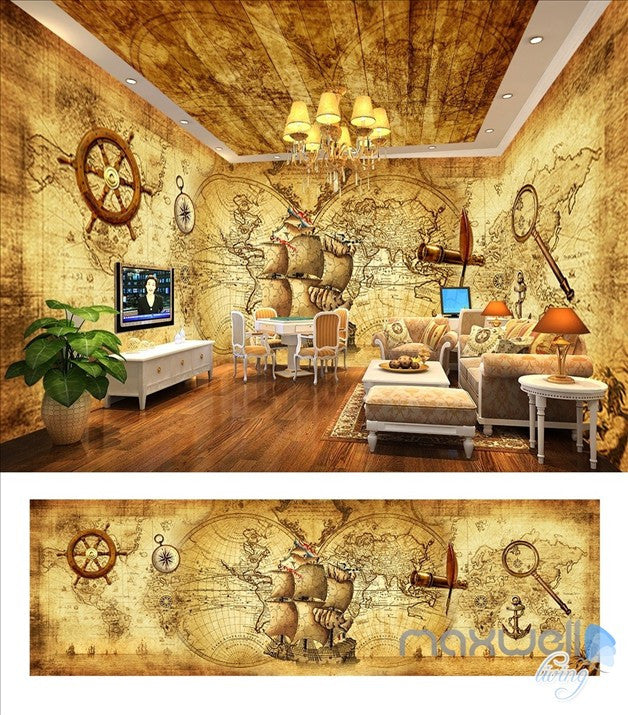 Pirates Of The Caribbean Retro Entire Room Wallpaper Wall Mural