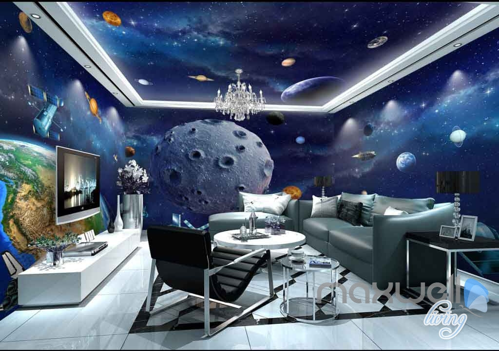 3d Earth Planet Ceiling Entire Room Wallpaper Wall Murals Art