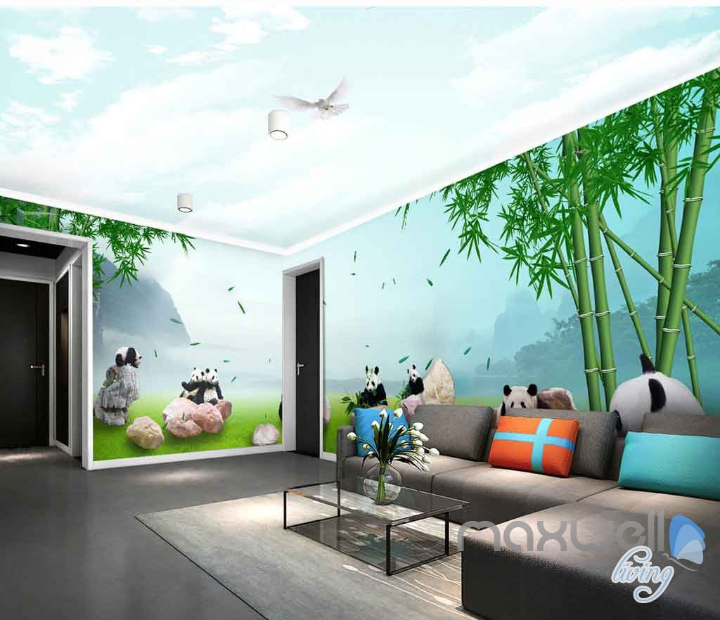 3D Panda Paradise Bamboo Entire Room Wallpaper Wall Murals Art