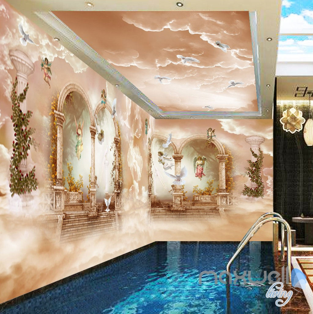 3D Classic Angel Arch Polar Heaven Entire Living Room Wallpaper