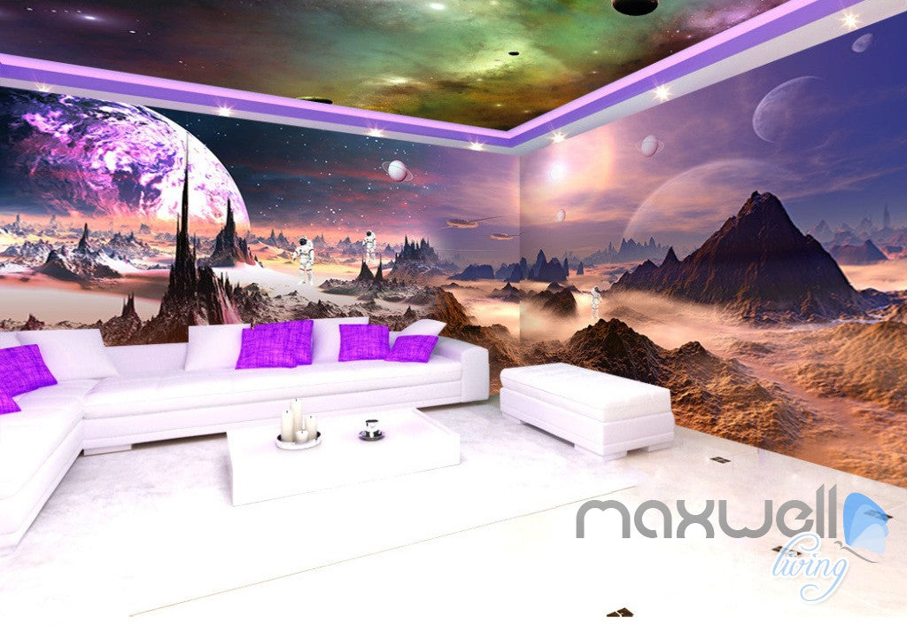 3d Outerspace Universe Galaxy Entire Living Room Office Wallpaper