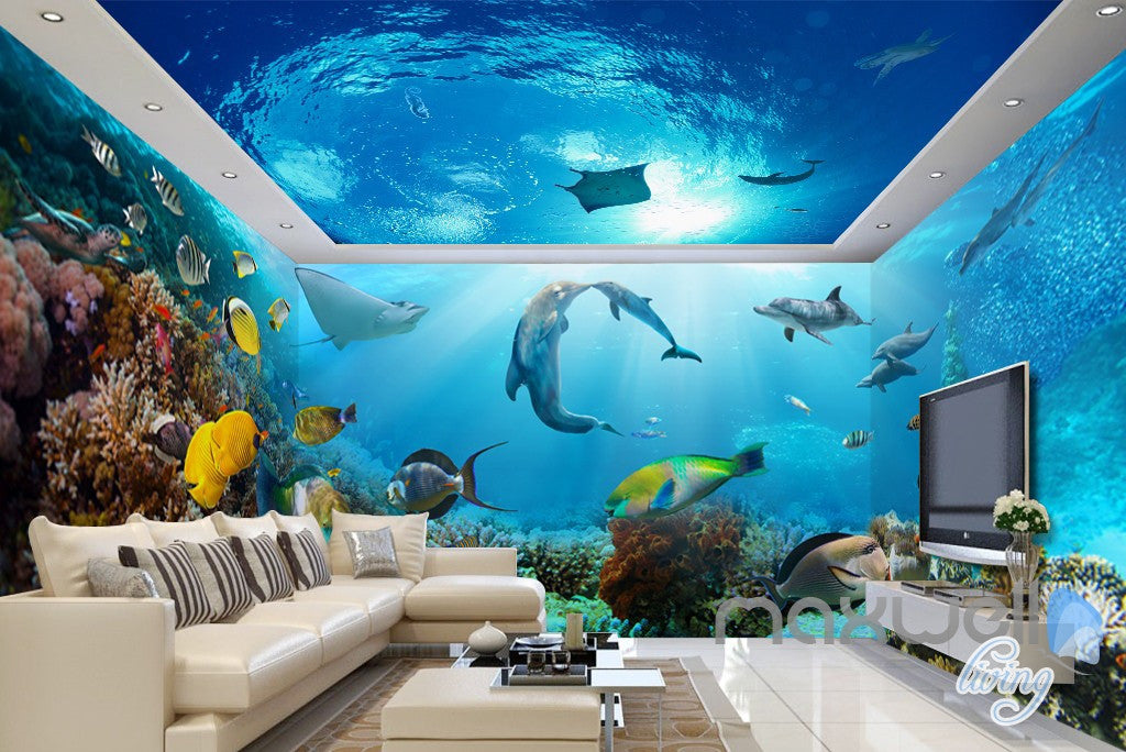 3d Tropical Fish Coral Underwater Entire Living Room Bathroom Wallpaper Wall Mural Decal Idcqw 000295