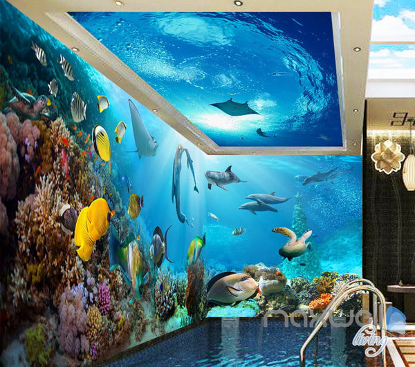 3d Tropical Fish Coral Underwater Entire Living Room Bathroom Wallpape Idecoroom