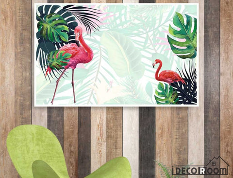 Scandinavian plantain turtle leaf flamingo wallpaper wall murals IDCWP ...