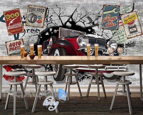 3d Classic Car Vintage Garage Art Wall Murals Wallpaper Decals