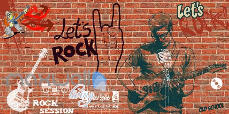 Rock Rebel Graffiti Brick Showcase Art Wall Murals Wallpaper Decals Pr Idecoroom