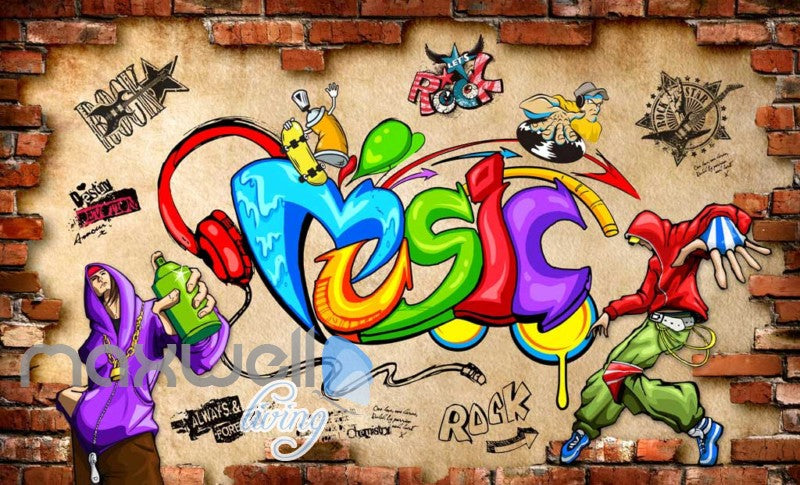 Music Animated Art Graffiti Hiphop Art Wall Murals Wallpaper
