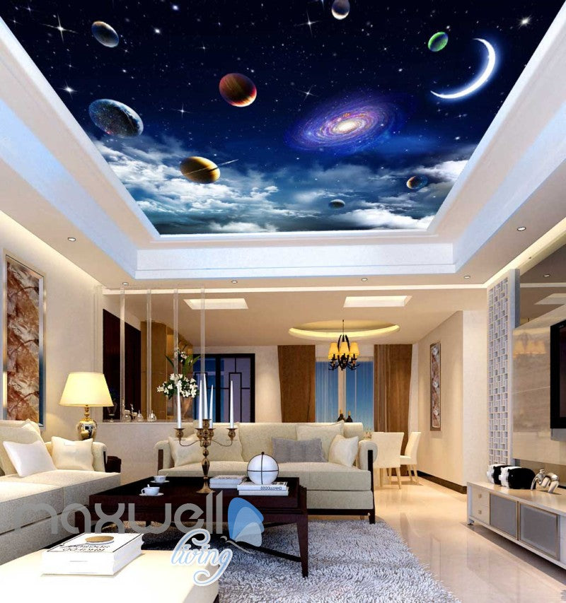 3d Wallpaper Planet Space View Ceiling Art Wall Murals Wallpaper