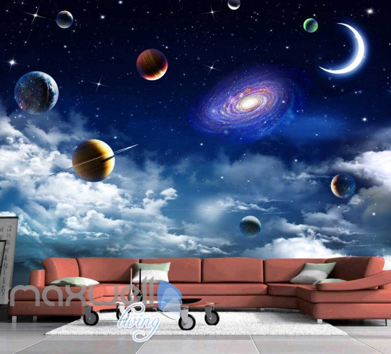 3d Wallpaper Planet Space View Ceiling Art Wall Murals Wallpaper