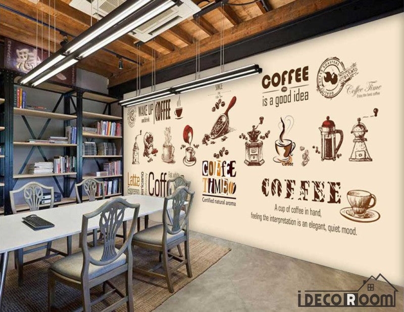 Graphic Design Coffe Theme Coffee Shop Art Wall Murals 