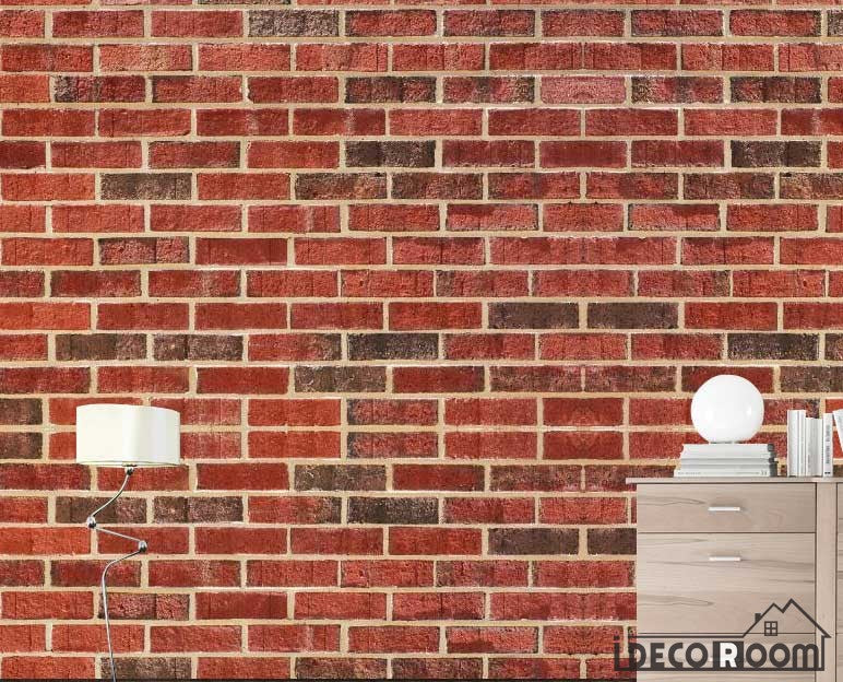 Red Brick Wall Pattern Living Room Art Wall Murals Wallpaper Decals Prints Decor Idcwp Jb 000965