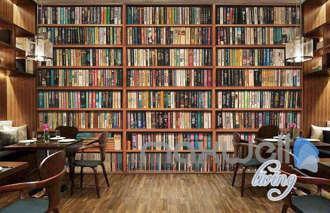 3d Full Books Bookshelf Book Case Wall Paper Mural Art Print