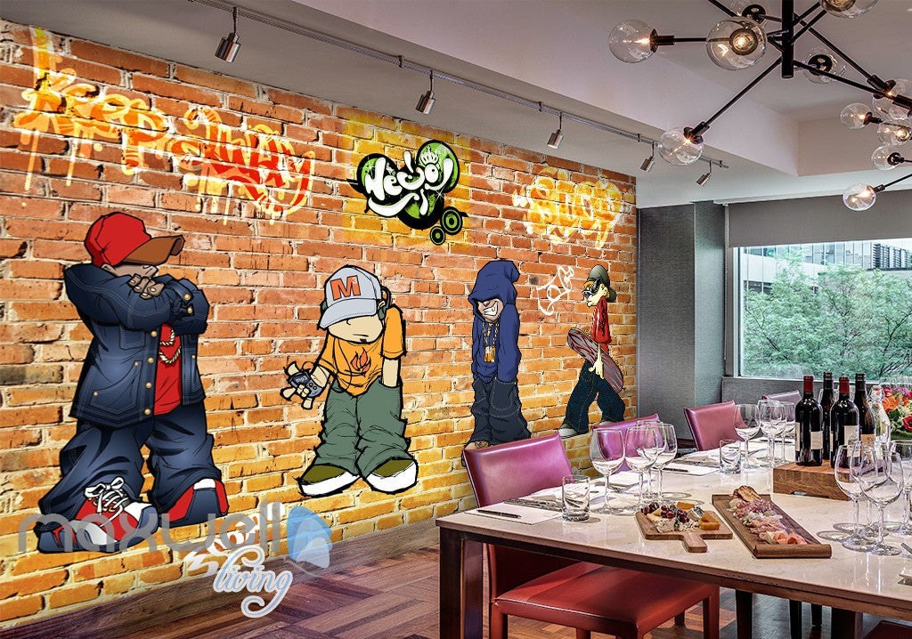 3d Graffiti Boys Brick Wall Murals Wallpaper Wall Art Decals Decor Idcwp Ty 000097