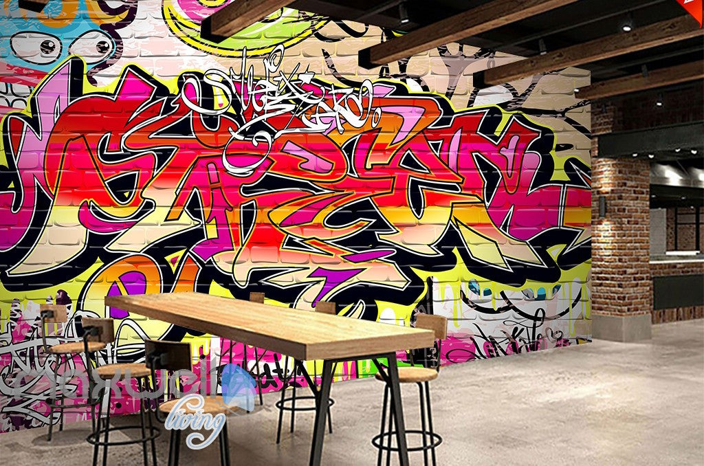 3d Graffiti Abstract Colorful Words Wall Murals Wallpaper Wall Art Dec Idecoroom