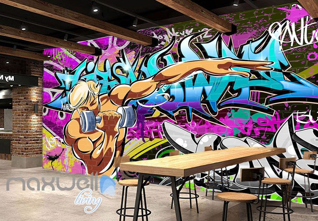 3d Graffiti Letters Gym Wall Murals Wallpaper Wall Art Decals Decor Id Idecoroom