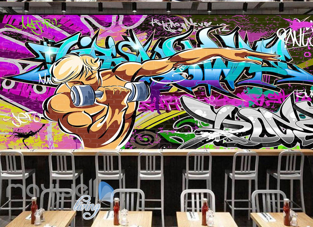 3d Graffiti Letters Gym Wall Murals Wallpaper Wall Art Decals Decor Id Idecoroom