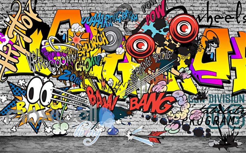 3D Graffiti Boing Bang Hiphop Color Art Wall Murals ...