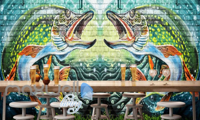 3d Graffiti Giant Eels Water Street Art Wall Murals Wallpaper Decals