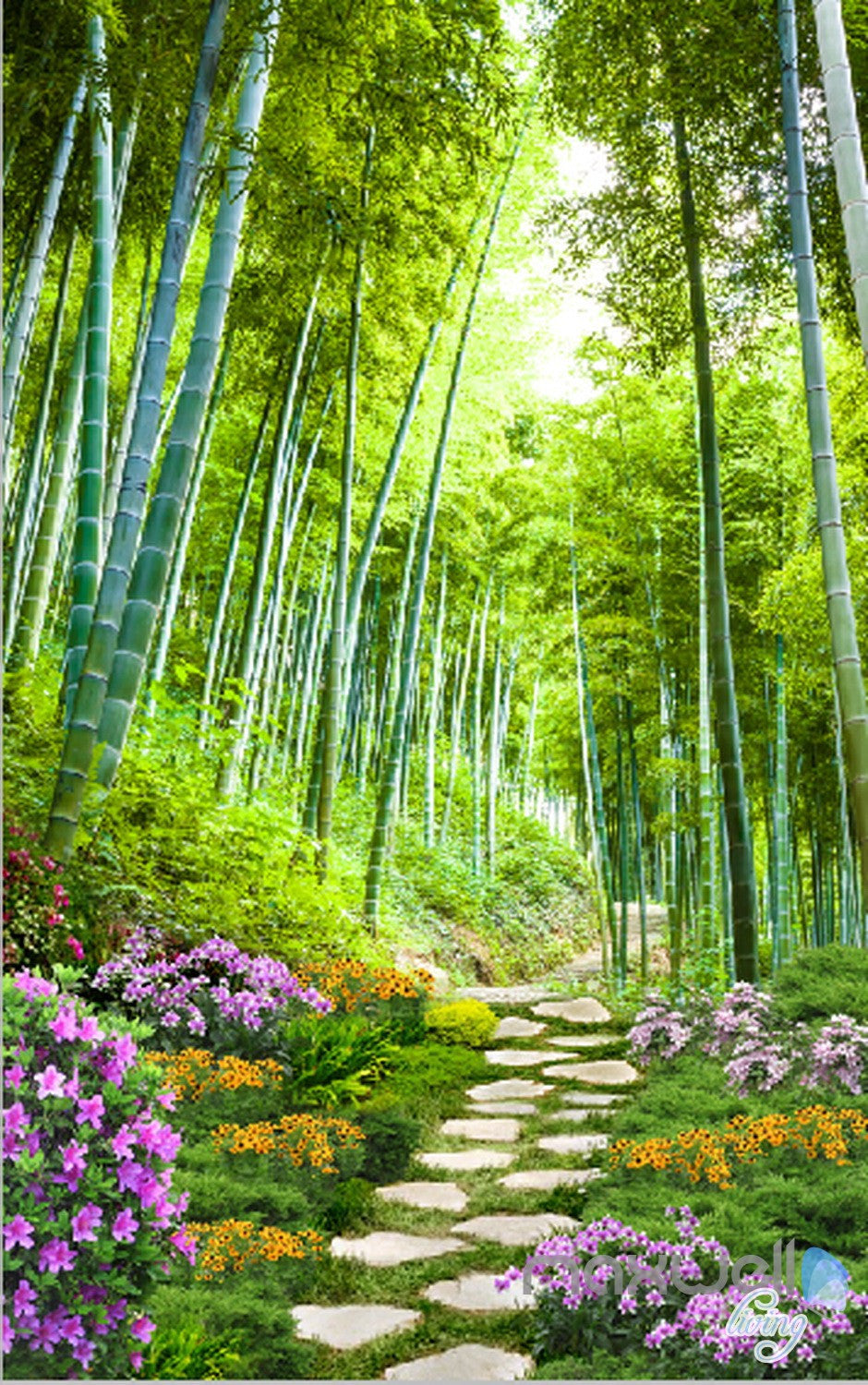 3D Bamboo  Forest  Flower Corridor Entrance Wall  Mural  