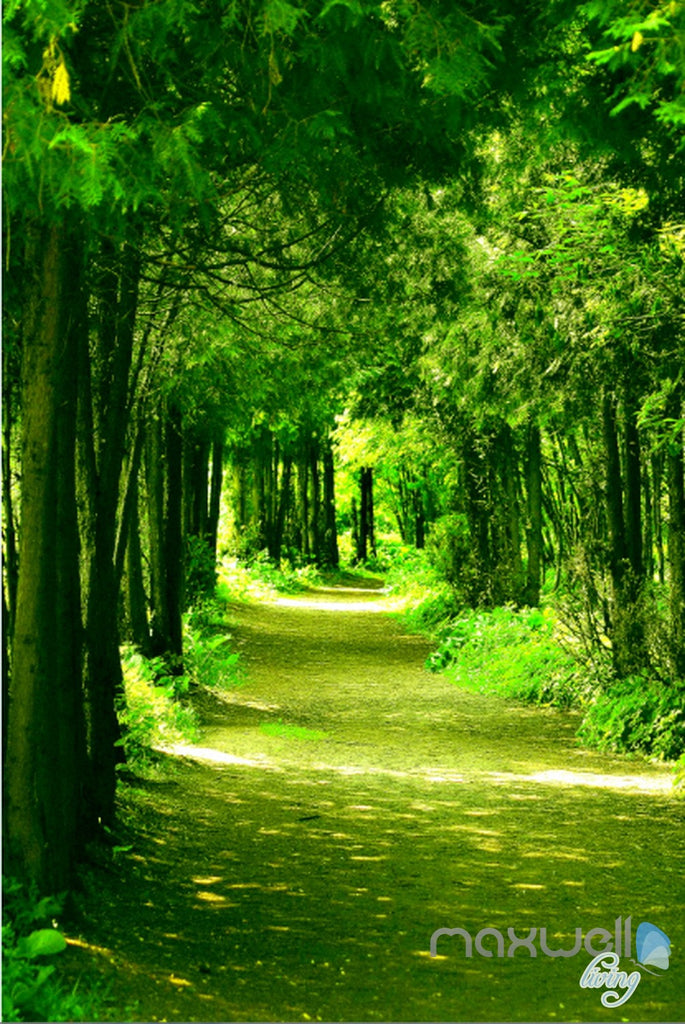 3D Green Forest Sunbeam Corridor Entrance Wall Mural Decals Art Print