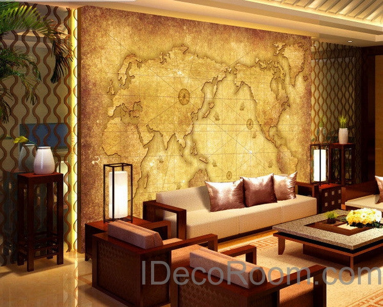 3D Classic Navigation World Map Wallpaper Wall Decals Wall