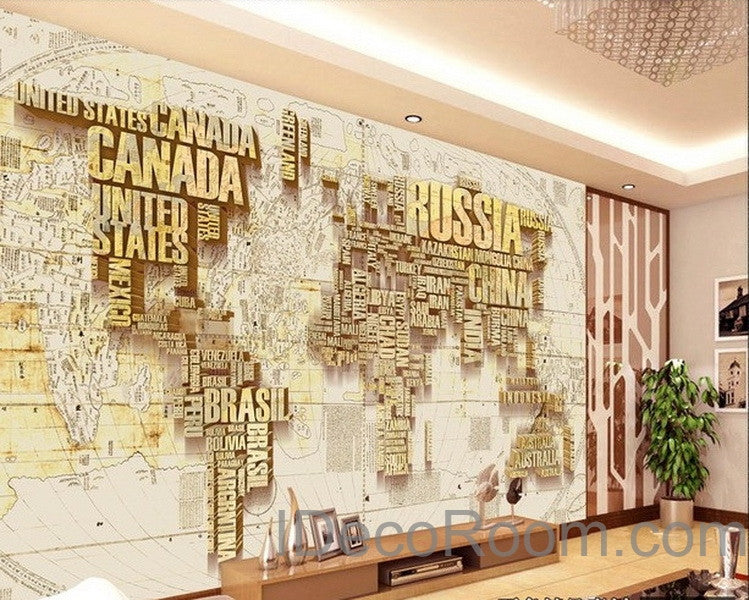 Abstract World Map Nation 3D Wallpaper Wall Decals Wall