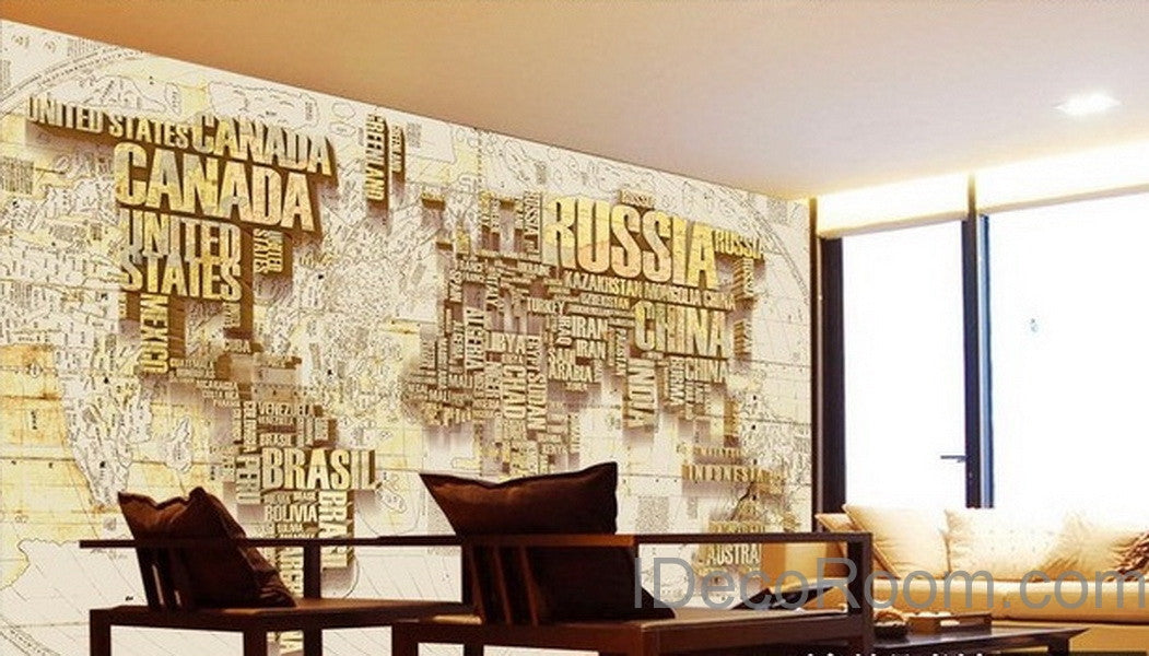Abstract World Map Nation 3D Wallpaper Wall Decals Wall