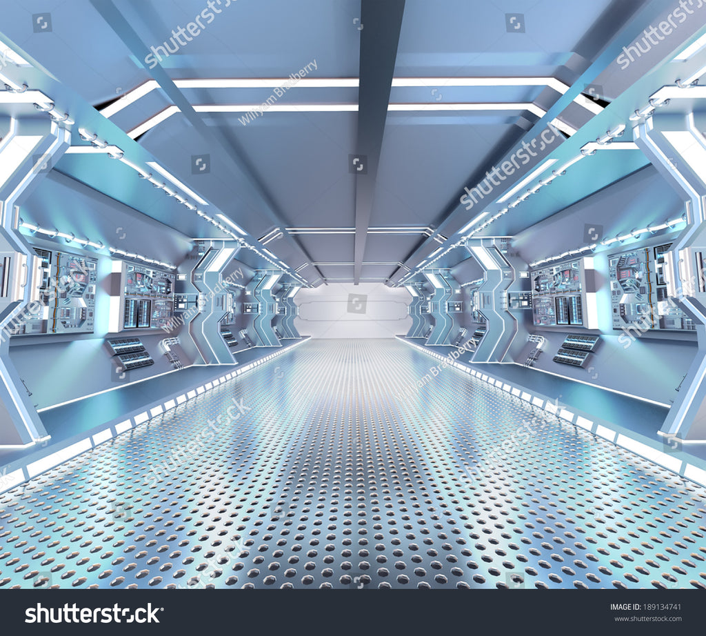 Futuristic Design Spaceship Interior With Metal Floor And Light Panels Size 8ft W X 8 5ft H Idcwp 285