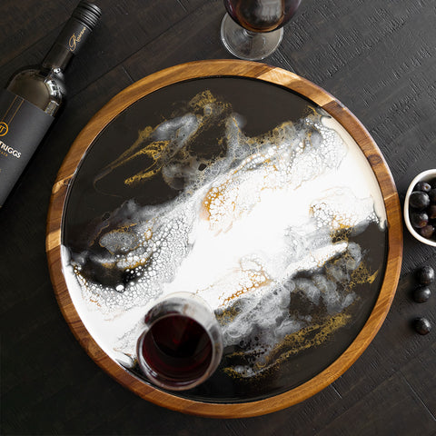 black and gold resin lazy susan 