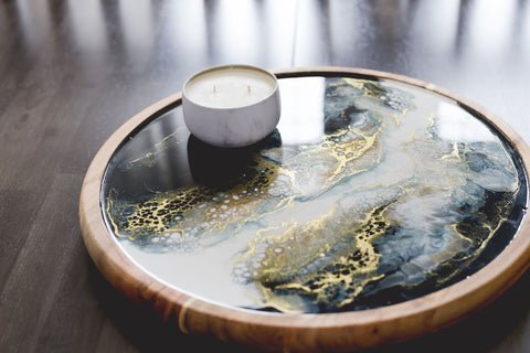 resin lazy susan on kitchen table